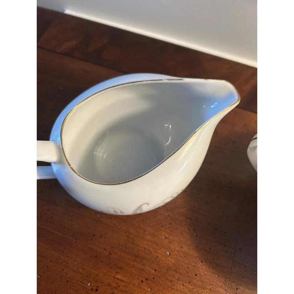 Kaysons Fine China Japan Golden Rhapsody 1961 Cream and Lidded Sugar Bowl Coffee